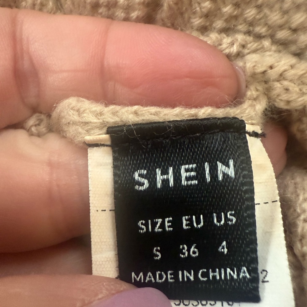 Neutral tan vest women's Small B pointelle diamond‎ pattern texture boho Shein - Picture 7 of 7
